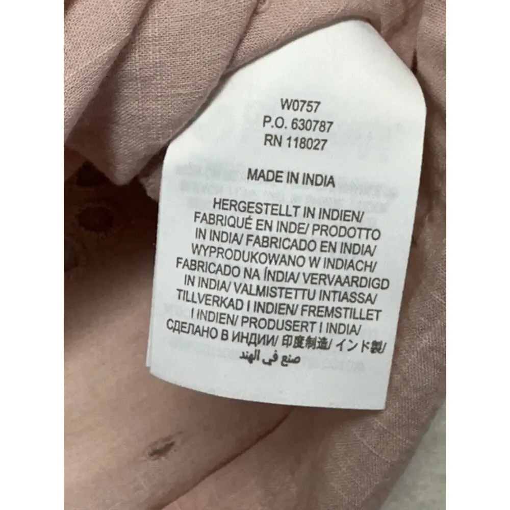 BODEN Altheda Broderie Top UK 10 US 6 Ruffle Puff Sleeve Pink Blouse 100% Cotton